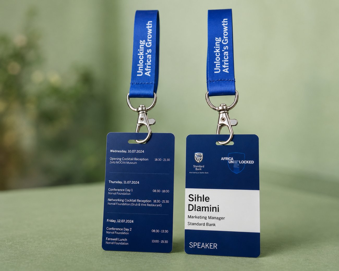 Durable Standard Bank PVC event card produced by GEL Events