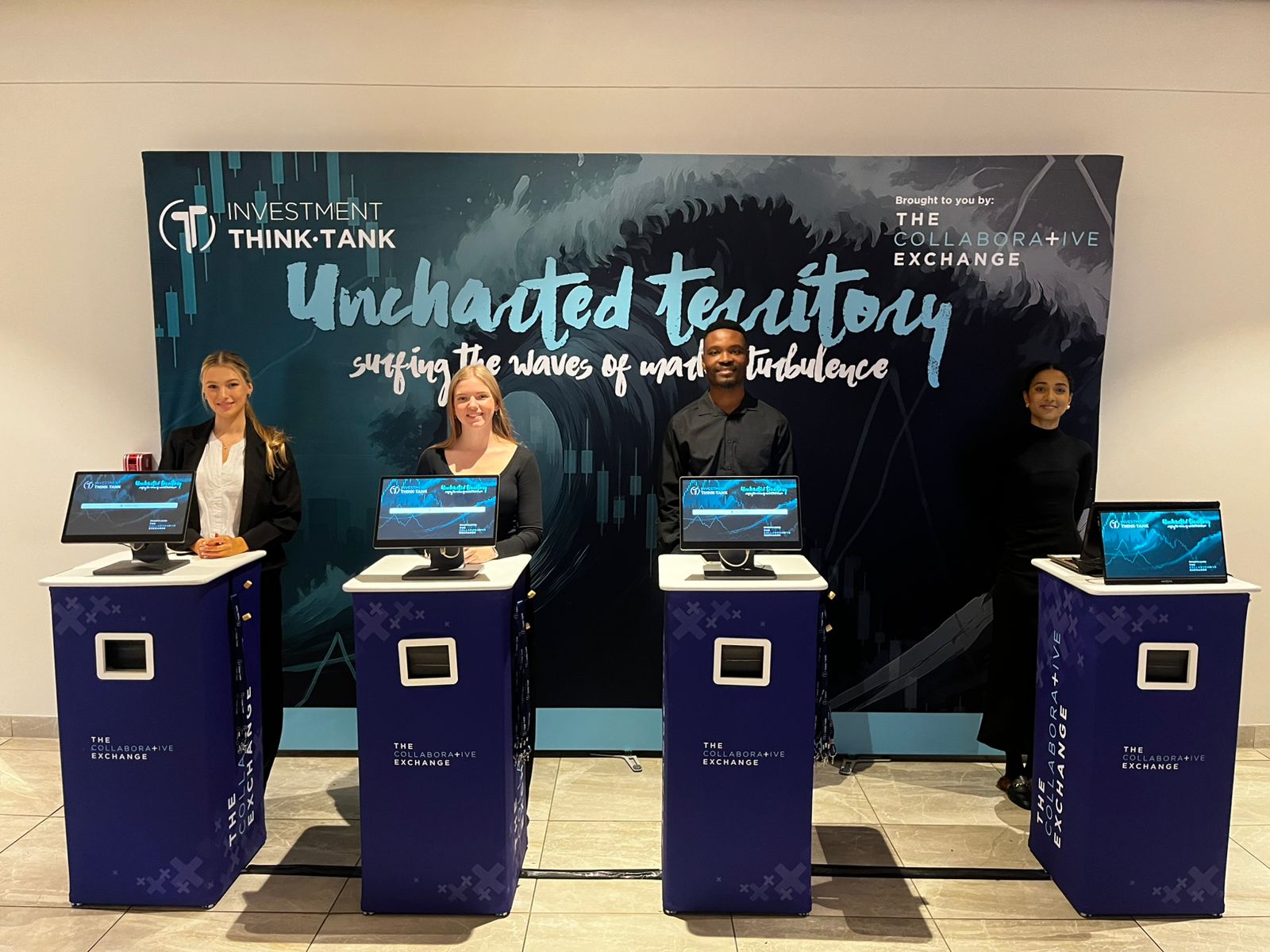 The GEL onsite team at the Investment Think-Tank registration kiosks